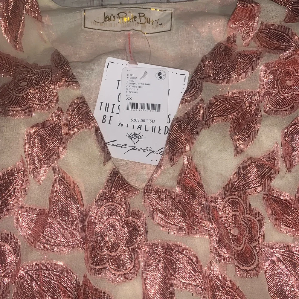 Jen’s Pirate Booty Free People Rising Star rose gold shimmer minidress XS